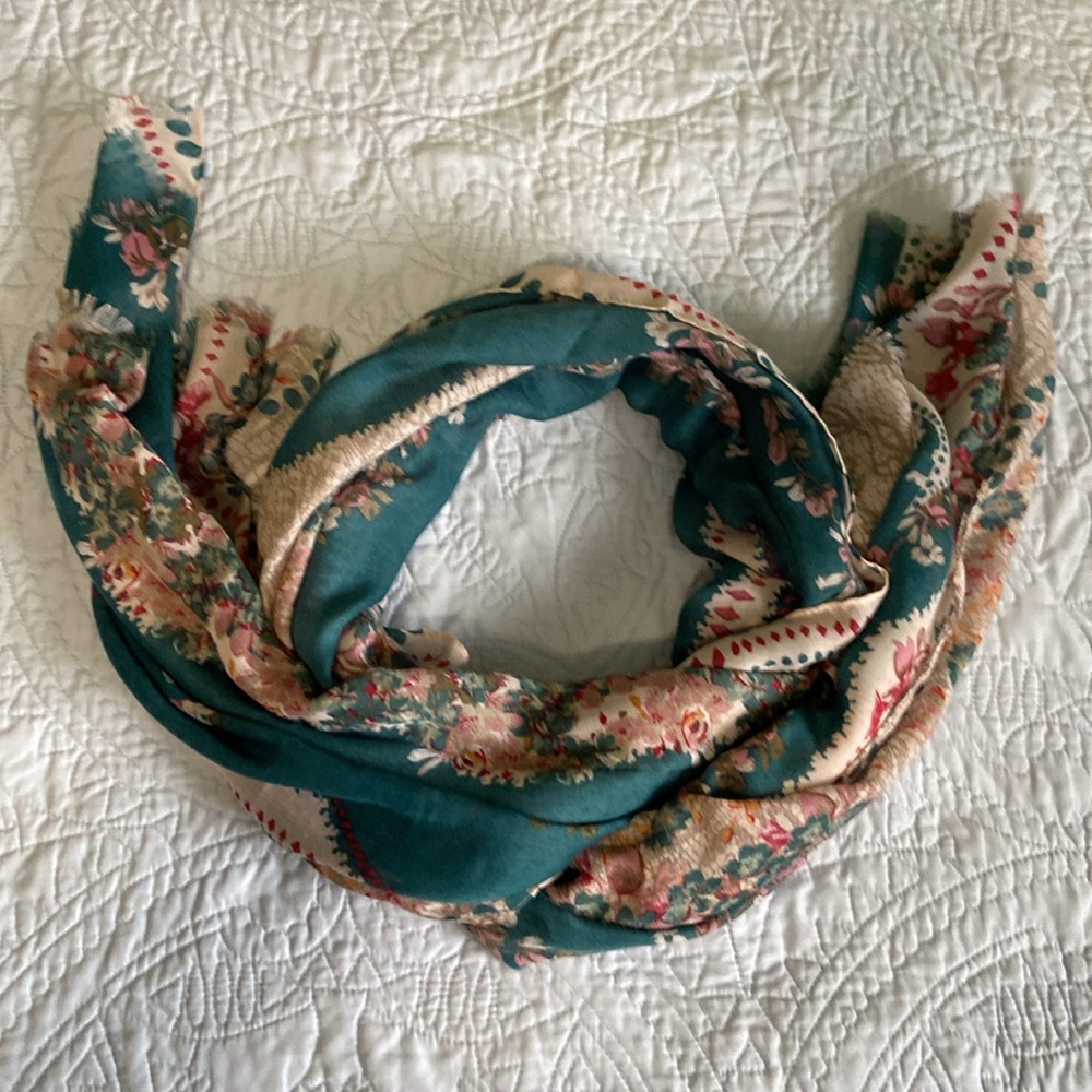 Floral Scarf in Teal and Pink by Paper Store